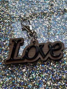 Love Script Keychain - Black and Brown Women Accessories